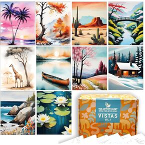 pre Drawn Canvas pre Printed Set Paint and sip kit for Adults Kids with Videos for Painting with Design 8x10 Canvas Value Pack Acrylic Painting predrawn pre Sketched Paint Party Kits at Home Drawing
