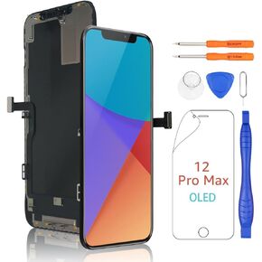 Yodoit for iPhone 12 Pro Max Screen Replacement OLED KIT COF FHD Display 3D Touch Digitizer Assembly مع أداة إصلاح 6.7 بوصة أسود A2342