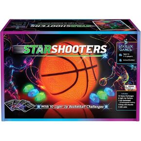 StarShooters: A Glow in The Dark Basketball Game Set | Ages 8+ | Includes Rechargeable Light Up Basketball, Pump, Needle, 6 Marker Lights & 10 Glow Basketball Game Options | Basketball Gifts for Boys