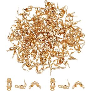UNICRAFTALE 300Pcs Golden 304 Stainless Steel Bead Calotte Ends Beads Tips Knot Covers End Caps Clamshells Open Clamshell Crimp Bead for Bracelet Necklace DIY Jewelry Making