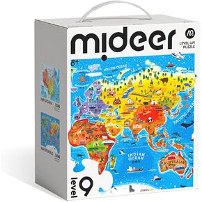 Mideer Level Up! Puzzles with Storage Bag - Level 9: World and China Map, 330 & 368 Pieces, Educational Geography Puzzle Set for Kids Ages 8+