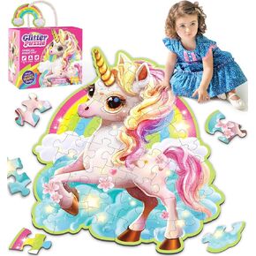 G.C Giant Unicorn Floor Buzzles Kids Girls Toys 45 قطعة لغز كبير لمدة 3 4 5 6+ سنة ، ألعاب يونيكورن للهدية عيد ميلاد الفتيات الصغيرات الصغار الأنشطة التعليمية