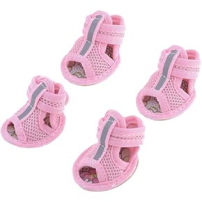 uxcell® Rubber Sole Mesh Sandals Yorkie Chihuaha Dog Boots Shoes Size 2 2 Pairs Pink