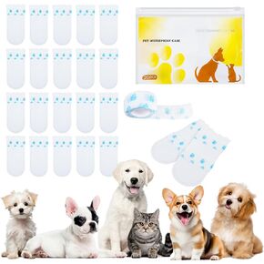 20 Pcs Disposable Dog Boots Paw Protectors, Waterproof Dog Shoes for Small Size Dogs, Adjustable Self-Adhesive Bandage, Dog Booties for Outdoor & Indoor Walking, Dog Feet Covers, Dog Disposable(M)