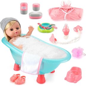 Baby Doll Bath Set, Bathtub Baby Doll Playset for Todders, for 3 4 5 Year Old Girls, Party Favors Toys Stocking Stuffers for Toddlers Kids (Bathtub Set)
