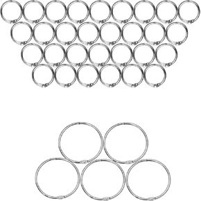 Binder Rings,Loose Leaf Book,1,2 Inch Metal Nickel Plated for Office School Supplies,Index Cards, Key,Sliver(35 Pcs)