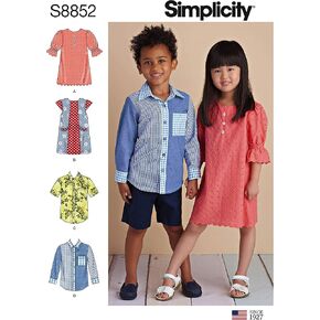 Simplicity S8852 Child's Children's Shirt and Dress Sewing Patterns, Sizes 3-8
