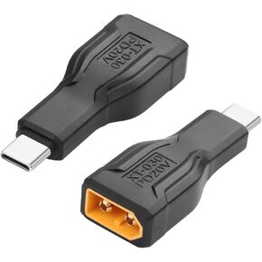 CERRXIAN USB C to XT60 Adapter, 100W 20V 5A Type-C Male to XT60 Male Charging Connector for RC Car,FPV Drone, Energy Storage Power, Outdoor Power, Monitor Power - 2 Pack