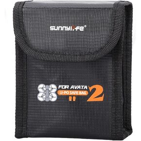 Anbee Lipo Battery Safe Bag Fireproof Safety Charging Storage Bag Compatible with DJI Avata 2 Drone (Medium, For 2pc Batteries)