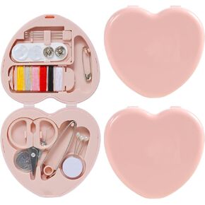 Rimoev 2 Mini Sewing Kits forTravel, Heart Small Purse Sewing Kit, Plastic Travel Sewing Kit for Adults, Ideal for Emergency Sew Kit of Clothing While Traveling and in The Office
