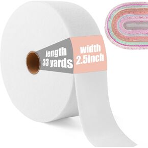 33yard Jelly Roll Batting Strip 2 1/2 Inch Cotton Quilt Batting, Flexible Batting On A Roll 33 Yards for Jelly Roll Rugs,Braided Rug,Throw Rugs,Purses (White)