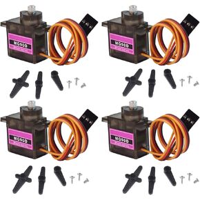 4Pcs Full Metal Gear MG90D 9g Digital Micro RC Servo Replace SG90 for Arduino Helicopter Airplane RC Smart Car Robotic Arm DIY Project PWM500-2500 270 Degree