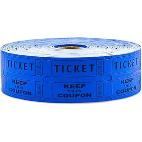 Toysery Raffle Tickets Double Roll - 1000 تذكرة لكل لفة ، 50/50 السحب للأحداث والحفلات والكرنفالات وجمع التبرعات والدخول والجوائز ومكافآت الفصل (الأزرق)