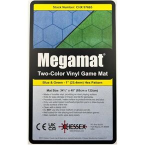 Chessex Play Mat – Mat: 1" Hex 2 Sided Blue/Green Megamat (Two Color Mat) - Smooth & Tough – Compatible with Tabletop RPGs – Accessories for Game Night