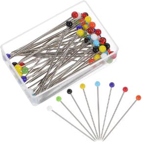 Xindojuz 300 PCS 1.5 Inch Sewing Pins for Fabric, Straight Pins with Colored Head Glass Head Quilting Pins with Hanging Plastic Contain Box for DIY Sewing Craft Dressmaker Jewelry Decoration