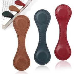 Palksky Magnetic Bookmarks, 3PCS Leather Bookmark Magnet Clip, Vintage Magnetic Leather Book Marks, Book Accessories for Reading Women Men Teachers Students, Book Lovers Gifts