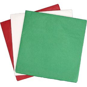 Iconikal Tissue Paper Assortment, 20 x 20-inches, 25 of Each: Red, Green, and White, 75-Sheets
