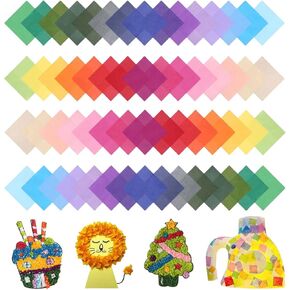 Naler 3000 Pieces 2" x 2" Tissue Paper Squares Rainbow Tissue Paper Bulk Mosaic Squares for Arts Crafts DIY Scrapbooking Scrunch Art School Activities Supplies