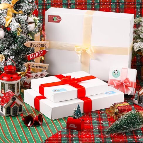 Woric 20 Home Home Boxs with Lids for Presents White Shirt Boxes 4 أحجام متنوعة و 72 ملصقًا لعطلة عطلات عيد الحب الخريجة الحاضر in Kuwait