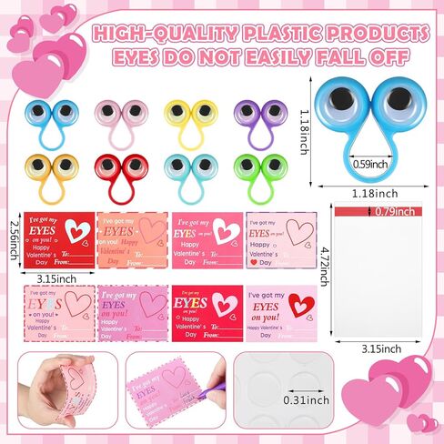 196 PCS Valentine's DIY Gifts for Kids تشمل 48 PCS حلقات العينين للعين ، 48 PCS مع 100 حقيبة لاصقة للهدايا المنزلية في الفصل الدراسي. in Kuwait