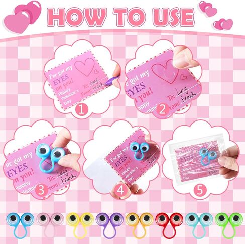 196 PCS Valentine's DIY Gifts for Kids تشمل 48 PCS حلقات العينين للعين ، 48 PCS مع 100 حقيبة لاصقة للهدايا المنزلية في الفصل الدراسي. in Kuwait