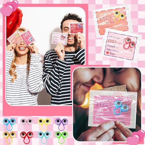 196 PCS Valentine's DIY Gifts for Kids تشمل 48 PCS حلقات العينين للعين ، 48 PCS مع 100 حقيبة لاصقة للهدايا المنزلية في الفصل الدراسي. in Kuwait