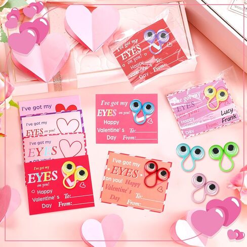 196 PCS Valentine's DIY Gifts for Kids تشمل 48 PCS حلقات العينين للعين ، 48 PCS مع 100 حقيبة لاصقة للهدايا المنزلية في الفصل الدراسي. in Kuwait