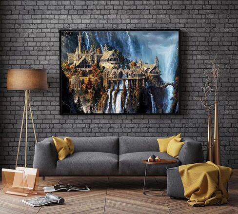 مجموعات الرسم الماسي 5D للمبتدئين للبالغين ، مجموعة فنون فورست فورست شلال الماس ، DIY الكامل جولة الحفر الماس أطقم الفن الأحجار الكريمة للبالغين ، ديكور الجدار المنزلي 15.7x11.8 بوصة in Kuwait