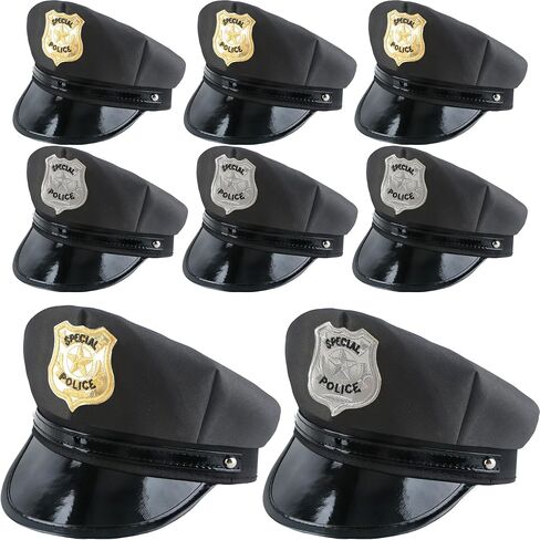 8 Pack Adult Police Hat Adjustable Cop Cap Policeman Hat for Stage Performance Role Play Police Theme Party in Kuwait