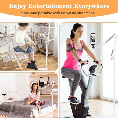 Adjustable Embroidery Hoops Stand for Hand Work,Cross Stitch Frame with 360° Rotation, Embroidery Stand Lap Suitable for Embroidery Kit,3-in-1 Hoop/Tablet/Phone Holder Floor Stand，White in Kuwait