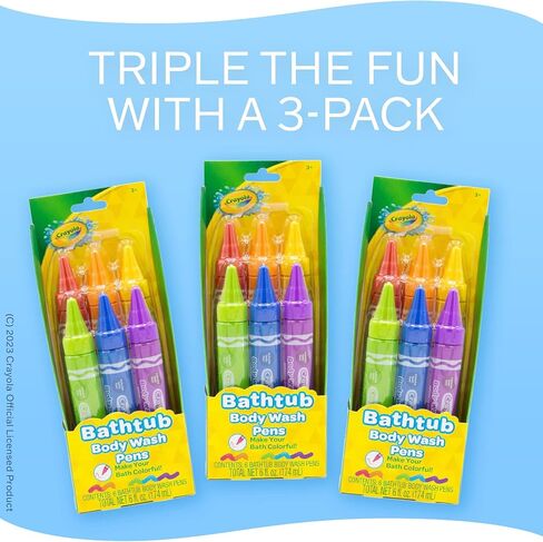 Crayola Taste Beauty Bathtub Bodywash Pens, Kids’ Bath Toys per Pack (3 pcs bundle), Adult Supervision Recommended in Saudi Arabia