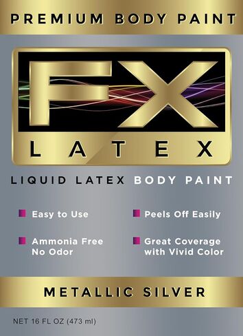 LiveLy LaTex - طلاء الوجه والجسم ، خالي من الأمونيا ، سهلة وإيقاف ، مكياج تأثيري ، إنشاء وحش احترافي ، Zombie Arts 16 أونصة (الفضة المعدنية) in Kuwait
