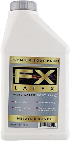 LiveLy LaTex - طلاء الوجه والجسم ، خالي من الأمونيا ، سهلة وإيقاف ، مكياج تأثيري ، إنشاء وحش احترافي ، Zombie Arts 16 أونصة (الفضة المعدنية) in Kuwait