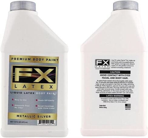 LiveLy LaTex - طلاء الوجه والجسم ، خالي من الأمونيا ، سهلة وإيقاف ، مكياج تأثيري ، إنشاء وحش احترافي ، Zombie Arts 16 أونصة (الفضة المعدنية) in Kuwait