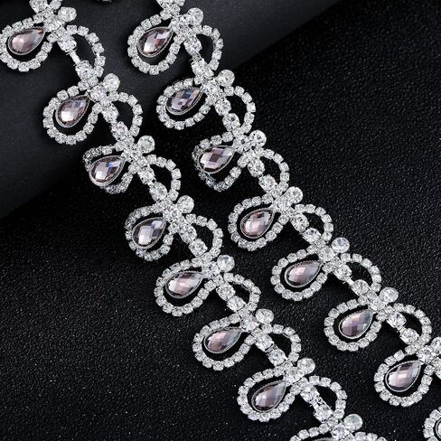 1 Yard Tassel Rhinestone Fringe Trim, Crystal Close Chain Applique for DIY Decoration Sewing Crafts Wedding Bridal Party Clothing Accessories in Saudi Arabia