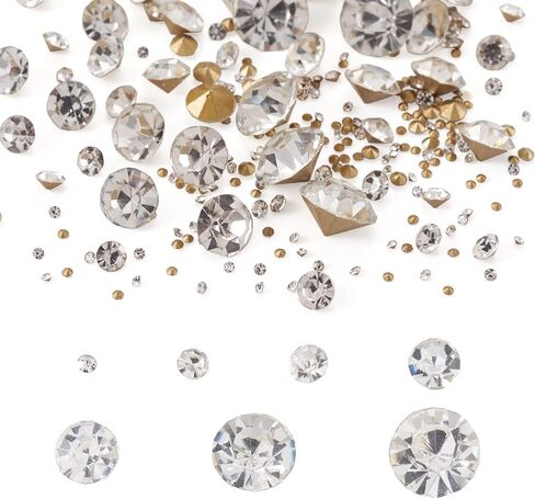 Craftdady 2600Pcs Faceted Glass Rhinestone 7 Sizes Pointed Back Crystal Diamante Gems Faceted Cabochons for Nail Arts Decoration Jewelry Making Wedding Bouquet in Saudi Arabia