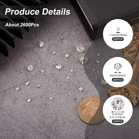 Craftdady 2600Pcs Faceted Glass Rhinestone 7 Sizes Pointed Back Crystal Diamante Gems Faceted Cabochons for Nail Arts Decoration Jewelry Making Wedding Bouquet in Saudi Arabia