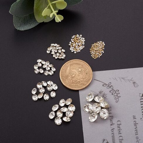 Craftdady 2600Pcs Faceted Glass Rhinestone 7 Sizes Pointed Back Crystal Diamante Gems Faceted Cabochons for Nail Arts Decoration Jewelry Making Wedding Bouquet in Saudi Arabia