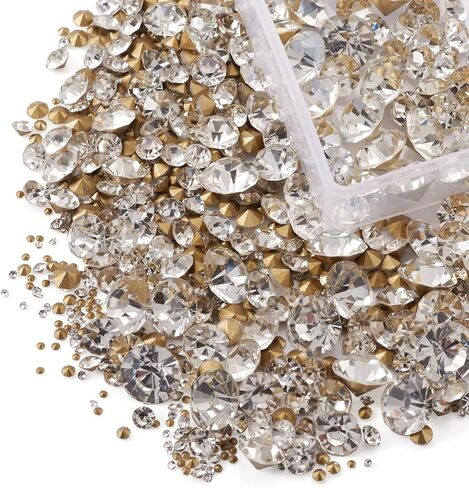Craftdady 2600Pcs Faceted Glass Rhinestone 7 Sizes Pointed Back Crystal Diamante Gems Faceted Cabochons for Nail Arts Decoration Jewelry Making Wedding Bouquet in Saudi Arabia