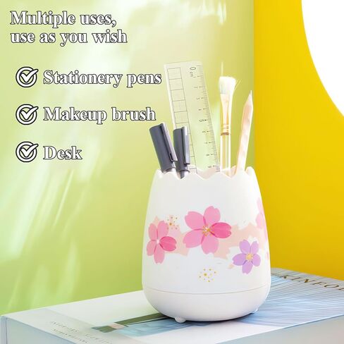 حامل القلم M & G Pen Pency Pencil Pencil For Desk ، Sakura Pencil Cup Marker Holder Makeup Brush Holders ، منظم ملحقات المكتب لمدرسة Office School 1 Pack (أبيض أو وردي) in Kuwait
