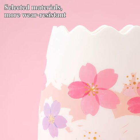 حامل القلم M & G Pen Pency Pencil Pencil For Desk ، Sakura Pencil Cup Marker Holder Makeup Brush Holders ، منظم ملحقات المكتب لمدرسة Office School 1 Pack (أبيض أو وردي) in Kuwait