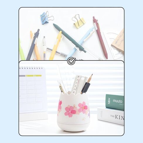 حامل القلم M & G Pen Pency Pencil Pencil For Desk ، Sakura Pencil Cup Marker Holder Makeup Brush Holders ، منظم ملحقات المكتب لمدرسة Office School 1 Pack (أبيض أو وردي) in Kuwait