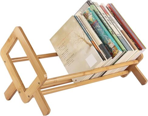طاولة الكتب من الخيزران على طاولة الكتب ، أعلى الكتب ، أرفف مكتب الكتب ، تخزين سطح المكتب لمكتب المكتب الأقراص المضغوطة ، عرض الوصفة ، رف الكتب الصغير ورف التخزين في المكتب والمنزل (لون الخشب) ، بني in Kuwait
