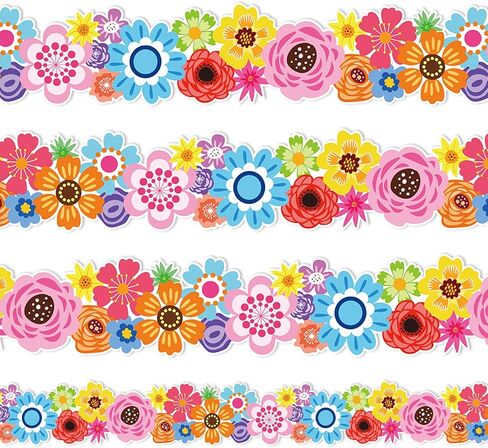 Whaline 32.8ft Wildflowers Bulletin Board Borders Colorful Flower Die-Cut Rolled Border Trim for Spring Classroom Office Chalkboard Decoration in Saudi Arabia