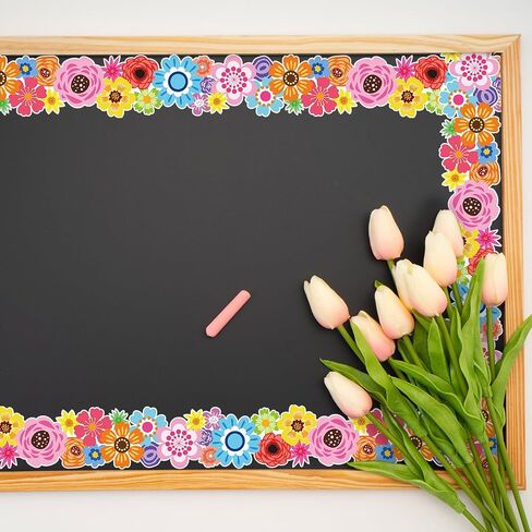 Whaline 32.8ft Wildflowers Bulletin Board Borders Colorful Flower Die-Cut Rolled Border Trim for Spring Classroom Office Chalkboard Decoration in Saudi Arabia