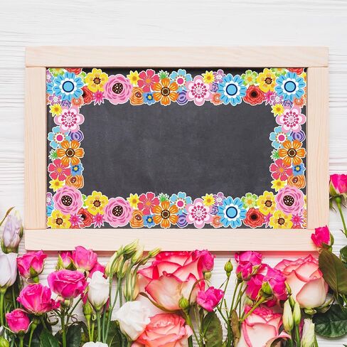 Whaline 32.8ft Wildflowers Bulletin Board Borders Colorful Flower Die-Cut Rolled Border Trim for Spring Classroom Office Chalkboard Decoration in Saudi Arabia