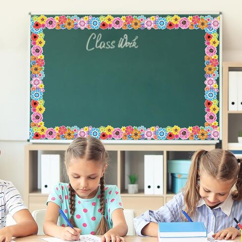 Whaline 32.8ft Wildflowers Bulletin Board Borders Colorful Flower Die-Cut Rolled Border Trim for Spring Classroom Office Chalkboard Decoration in Saudi Arabia