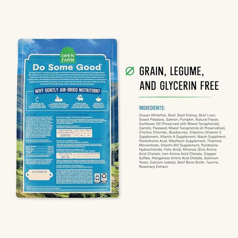 Open Farm, Air Dried Dog Food Infused with Bone Broth, Grain & Legume Free, Complete Meal or Food Topper, Surf & Turf Recipe, 2lb Bag in Kuwait