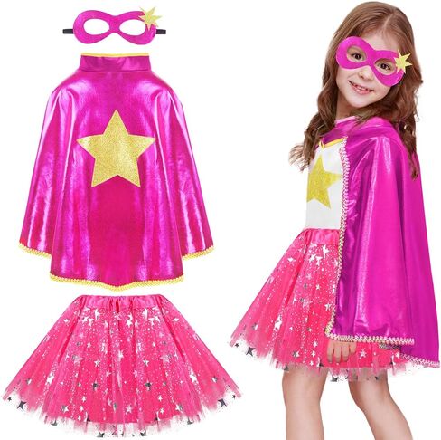 iROLEWIN Superhero Capes for Kids Superhero Costumes for Girls Toddler Princess Dress-Up Big Sister Gifts Christmas Party Toy in Kuwait