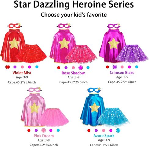 iROLEWIN Superhero Capes for Kids Superhero Costumes for Girls Toddler Princess Dress-Up Big Sister Gifts Christmas Party Toy in Kuwait